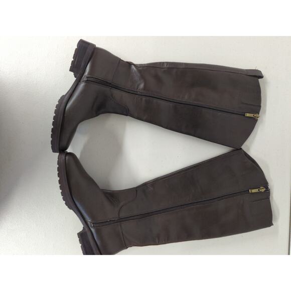 New NORDSTROM Nooliver-lea Leather dark brown boots sz5.5 tall riding equestrian - Picture 3 of 7